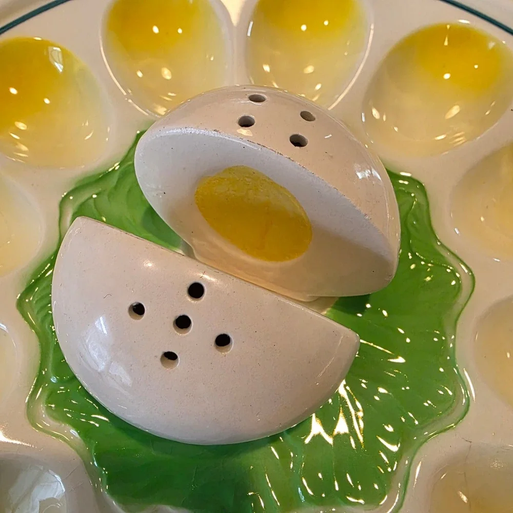 Vintage Ceramic Deviled Egg Plate 10